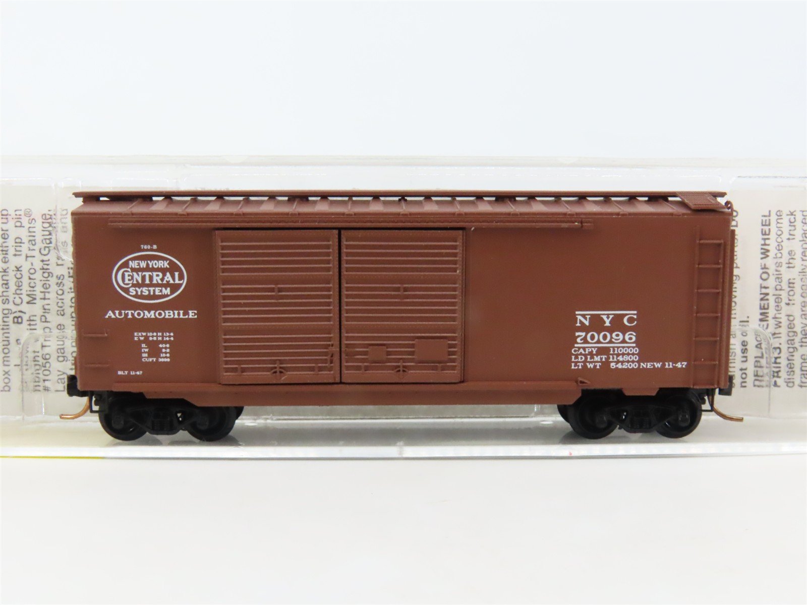 N Scale Micro-Trains MTL 23160 NYC New York Central 40' Standard Boxcar #70096