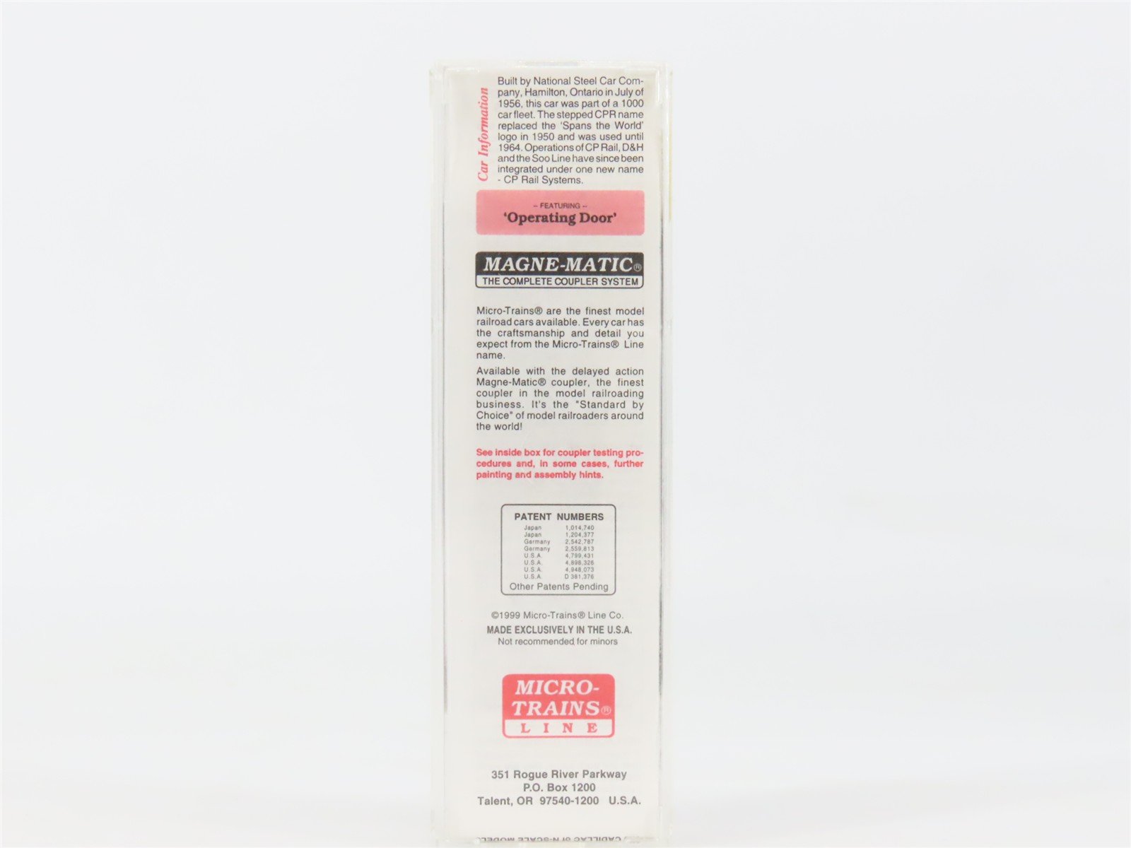 N Scale Micro-Trains MTL 20436/2 CP Canadian Pacific 40' Standard Boxcar #51059