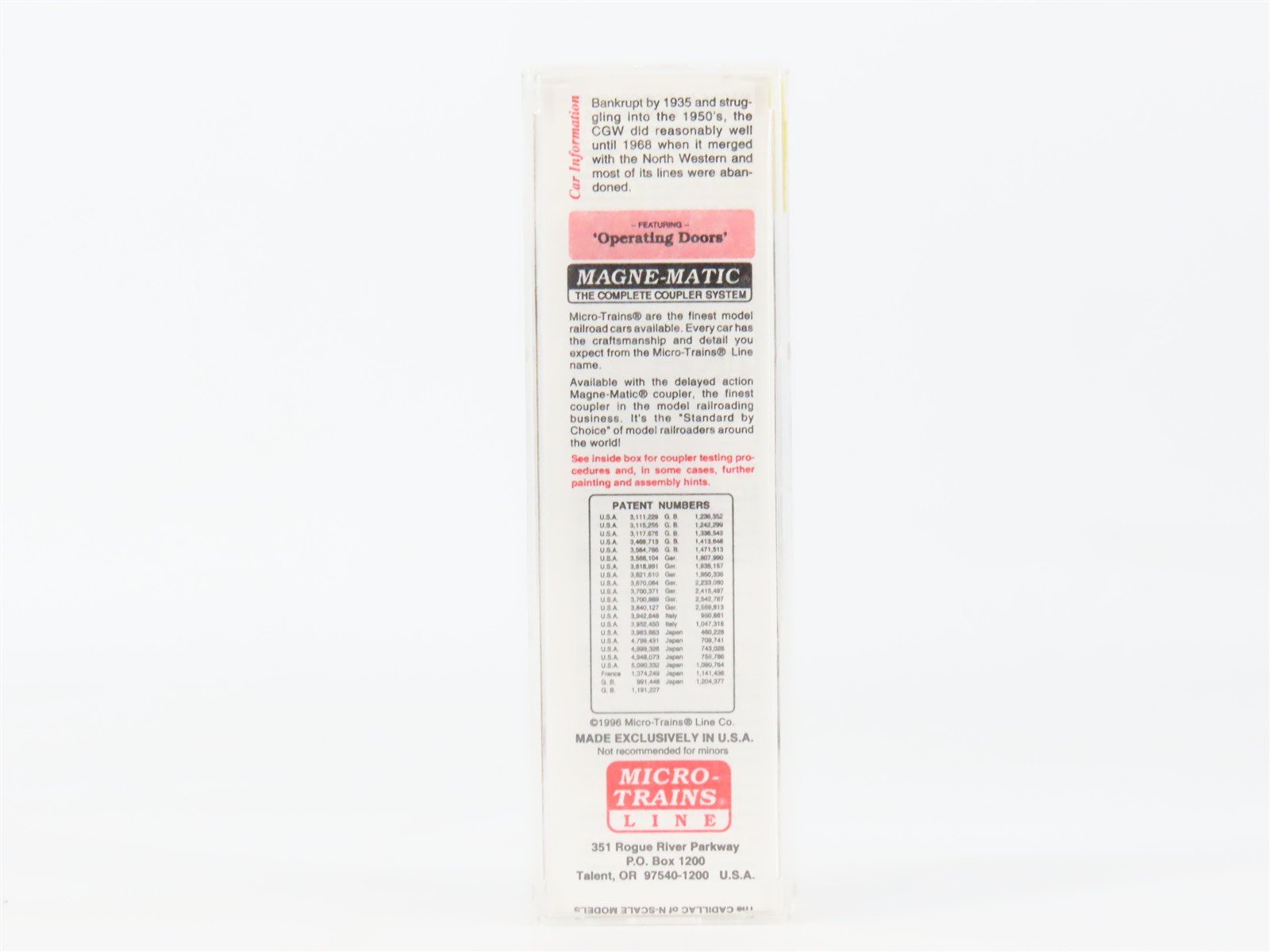 N Micro-Trains MTL 20950 CGW Chicago Great Western 40' Standard Boxcar #90017