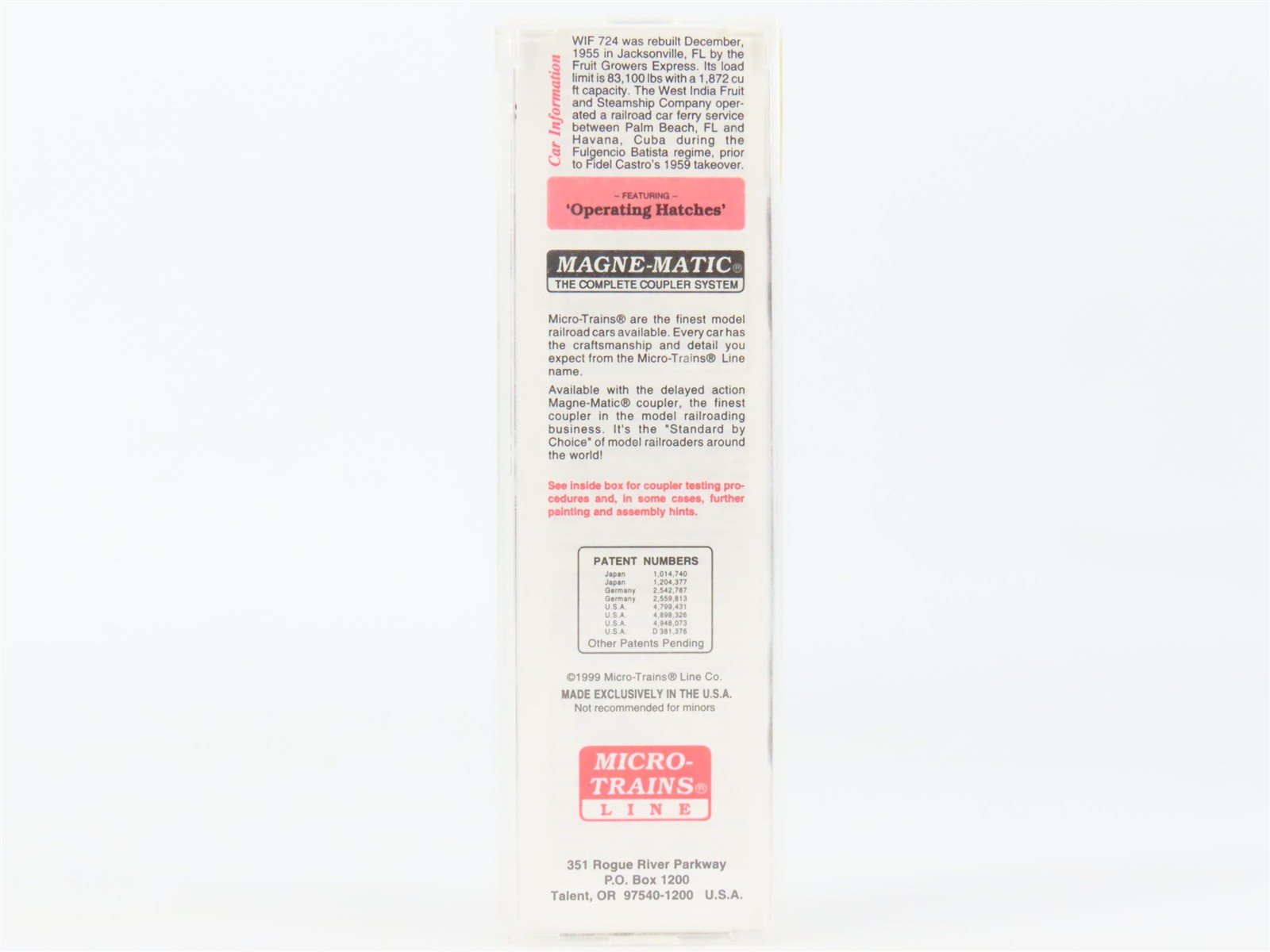 N Scale Micro-Trains MTL 49510 WIF West India Fruit 40' Wood Reefer #724