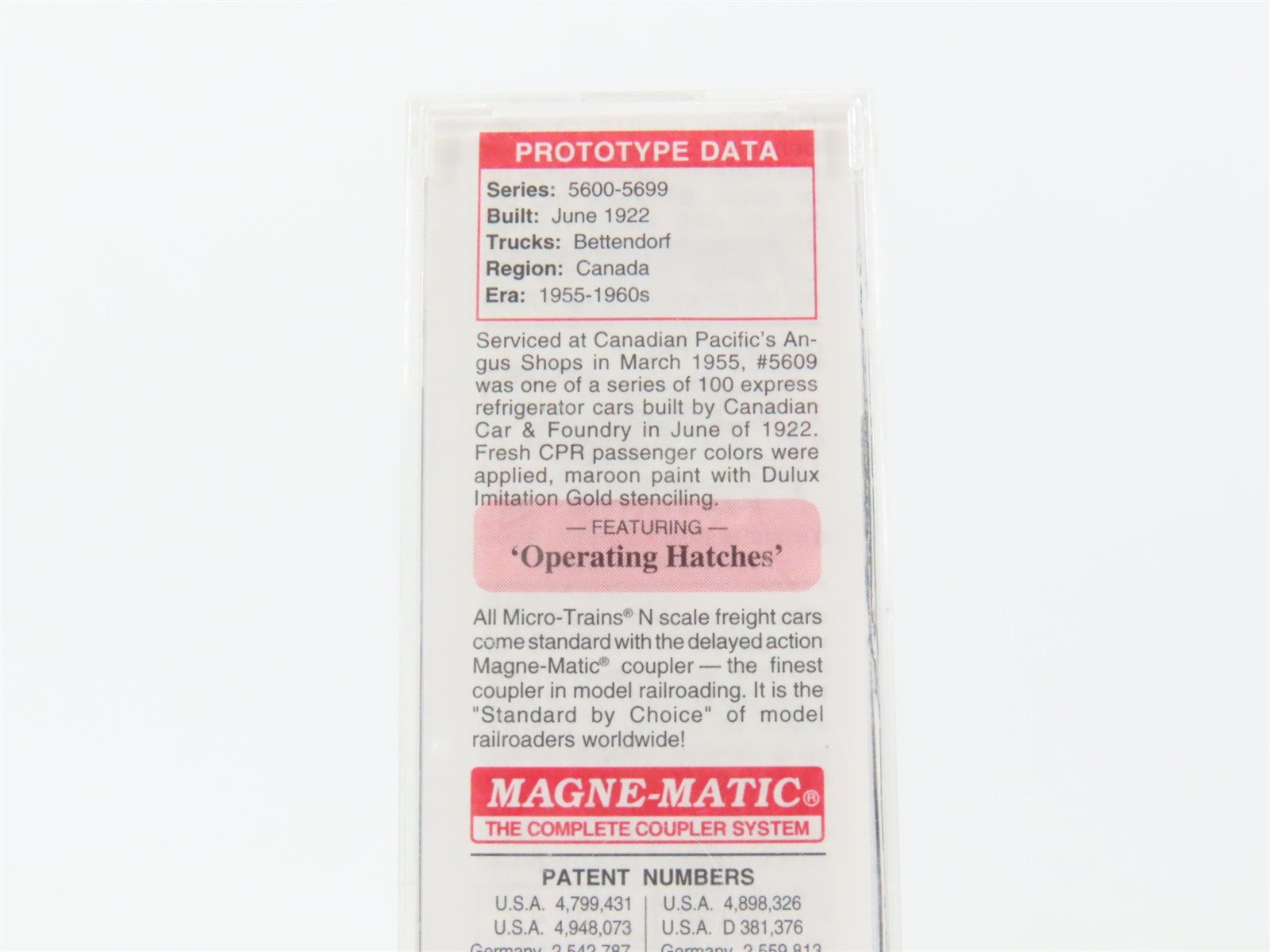 N Scale Micro-Trains MTL 04900530 CP Canadian Pacific 40' Wood Reefer #5609
