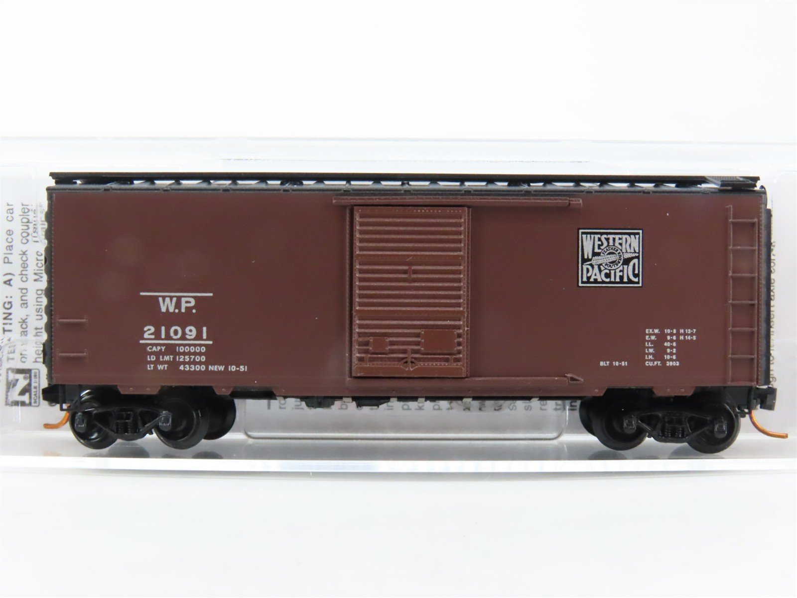 N Scale Micro-Trains MTL 02000816 WP Western Pacific 40' Standard Boxcar #21091