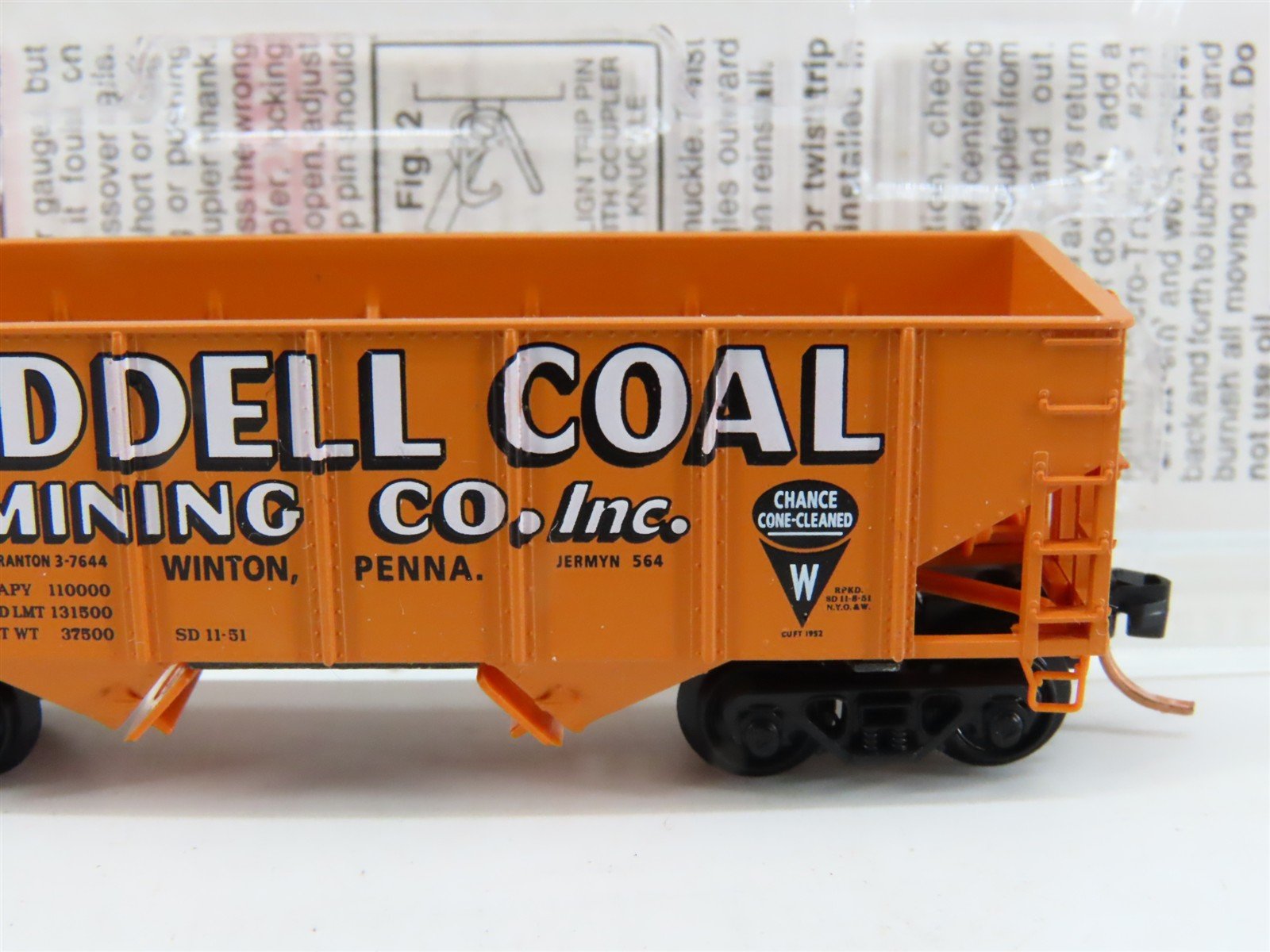 N Scale Micro-Trains MTL 56350 WDLX Waddell Coal Mining Co. 2-Bay Hopper #101