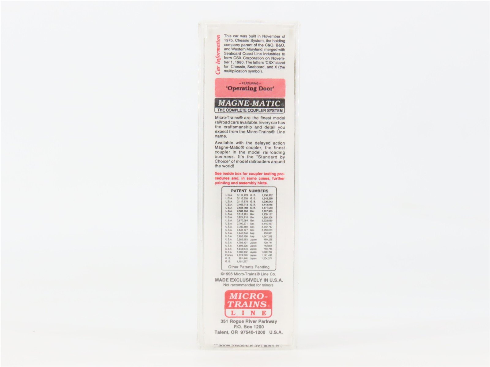 N Scale Micro-Trains MTL 25550/2 CSX Railroad 50' Standard Boxcar #141072