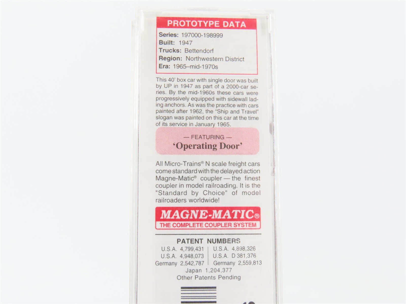 N Scale Micro-Trains 02000710 UP Union Pacific 40' Box Car 198850 RTR