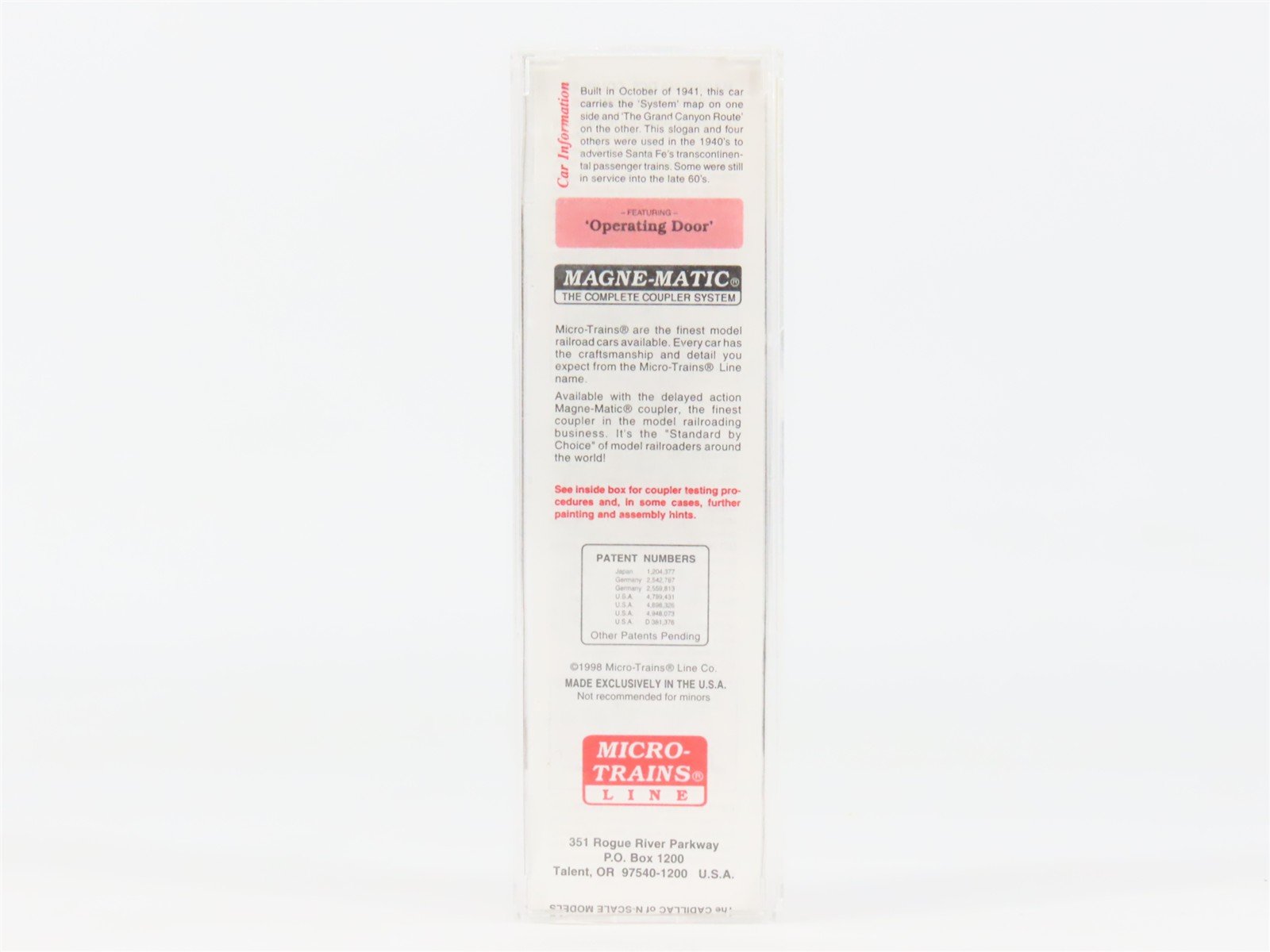 N Scale Micro-Trains 20060 ATSF Santa Fe 40' Box Car 143585 RTR