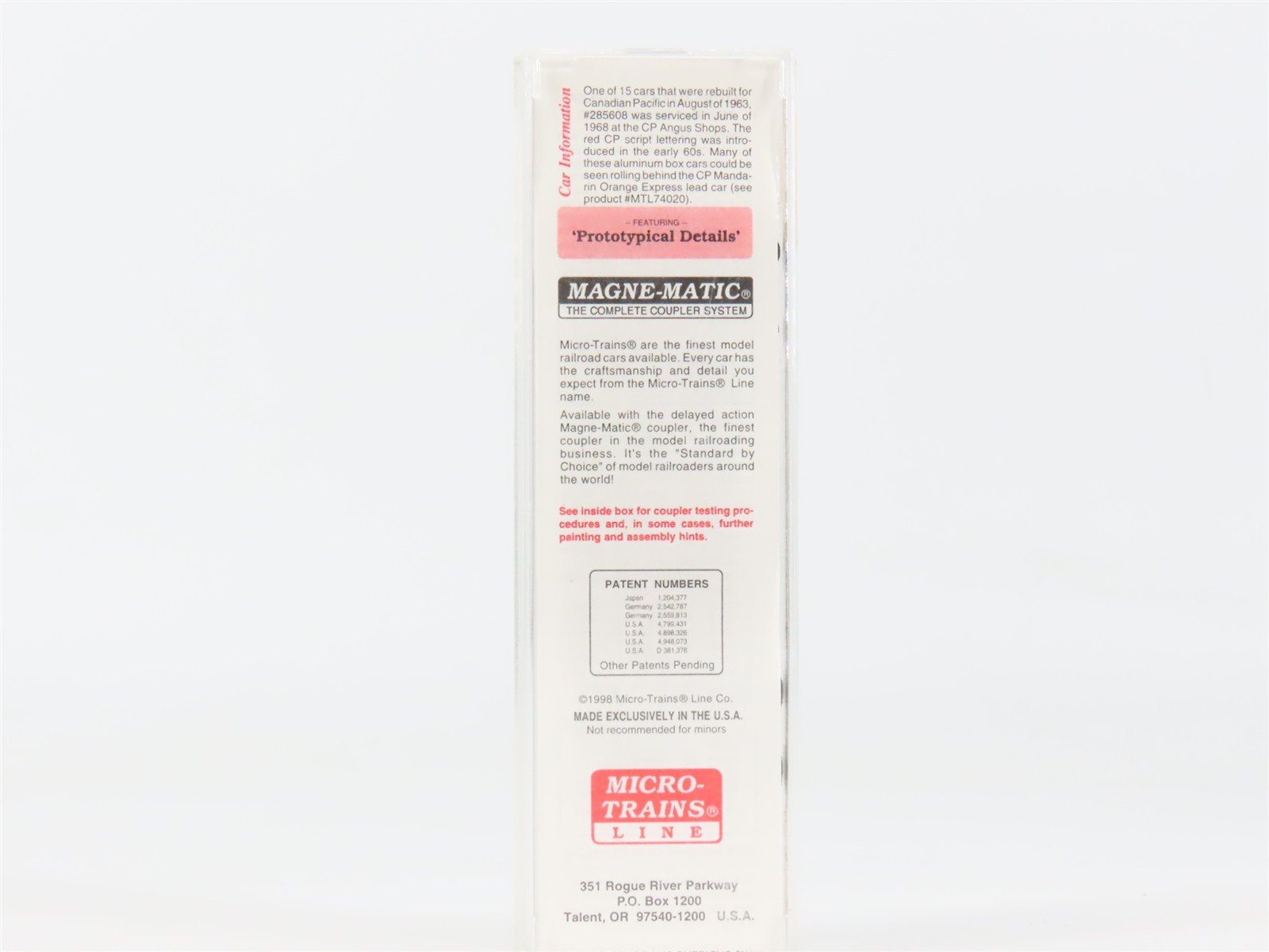 N Scale Micro-Trains 74040/1 CP Canadian Pacific 40' Box Car 285608 RTR