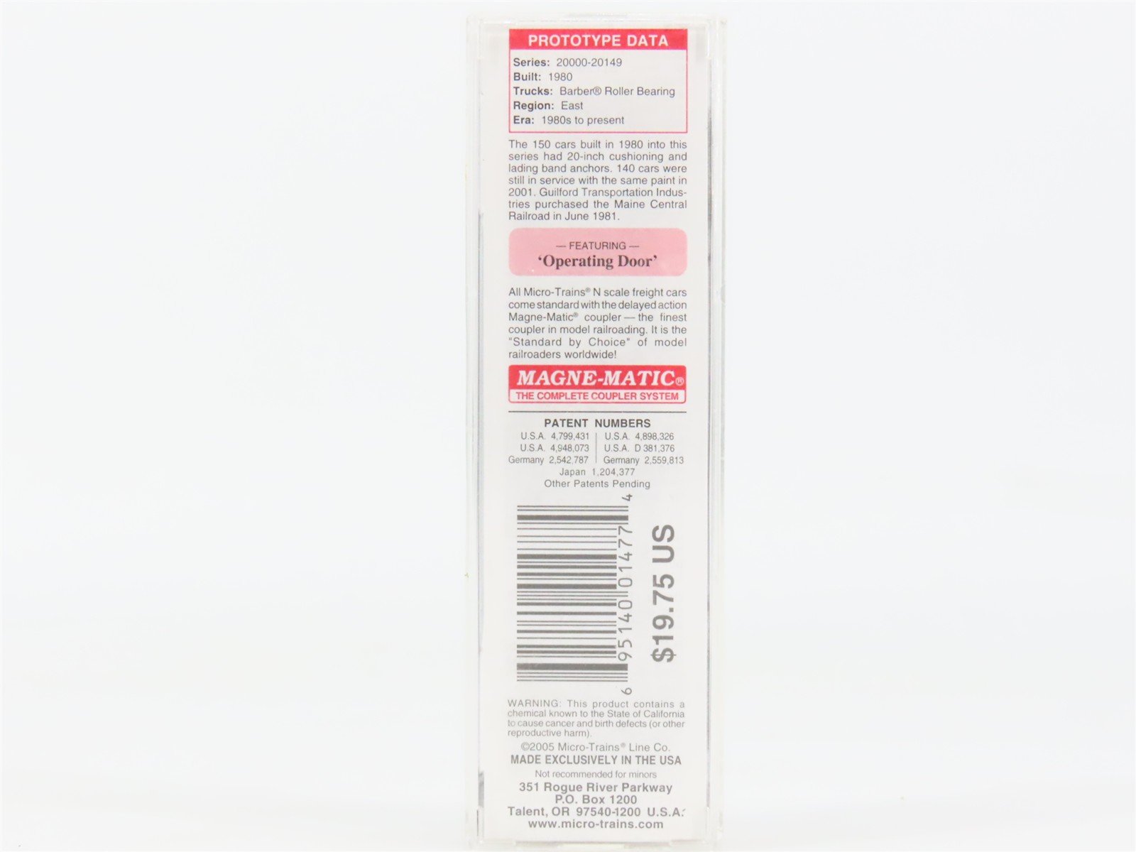 N Scale Micro-Trains 02500440 MEC Maine Central 50' Box Car 20081 RTR