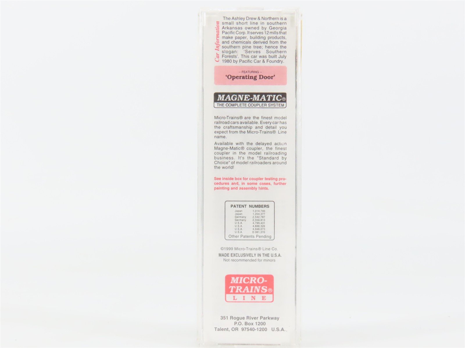N Scale Micro-Trains 25590 ADN Ashley Drew & Northern 50' Box Car 9755 RTR