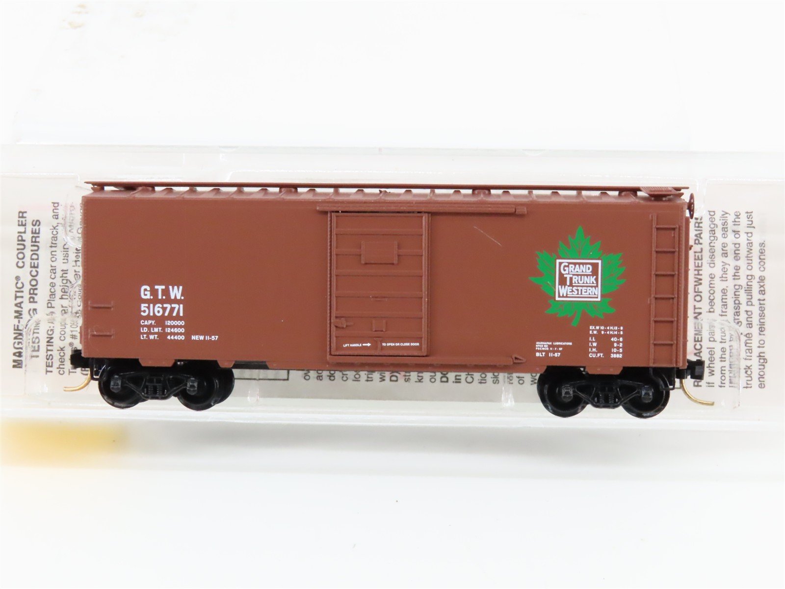N Scale Micro-Trains 20010 GTW Grand Trunk Western 40' Box Car 516771 RTR