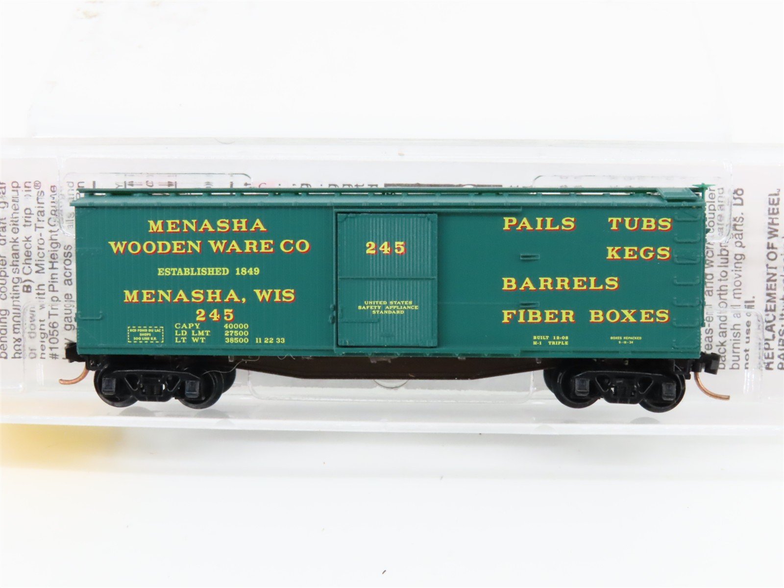 N Scale Micro-Trains 39200 MWWC Menasha Wooden Ware Company 40' Box Car 245 RTR