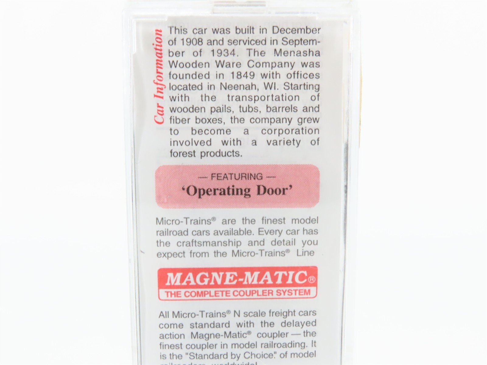 N Scale Micro-Trains 39200 MWWC Menasha Wooden Ware Company 40' Box Car 245 RTR