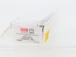 N Scale Micro-Trains 42060 Potlatch Forests, Inc. 40' Box Car 425 RTR