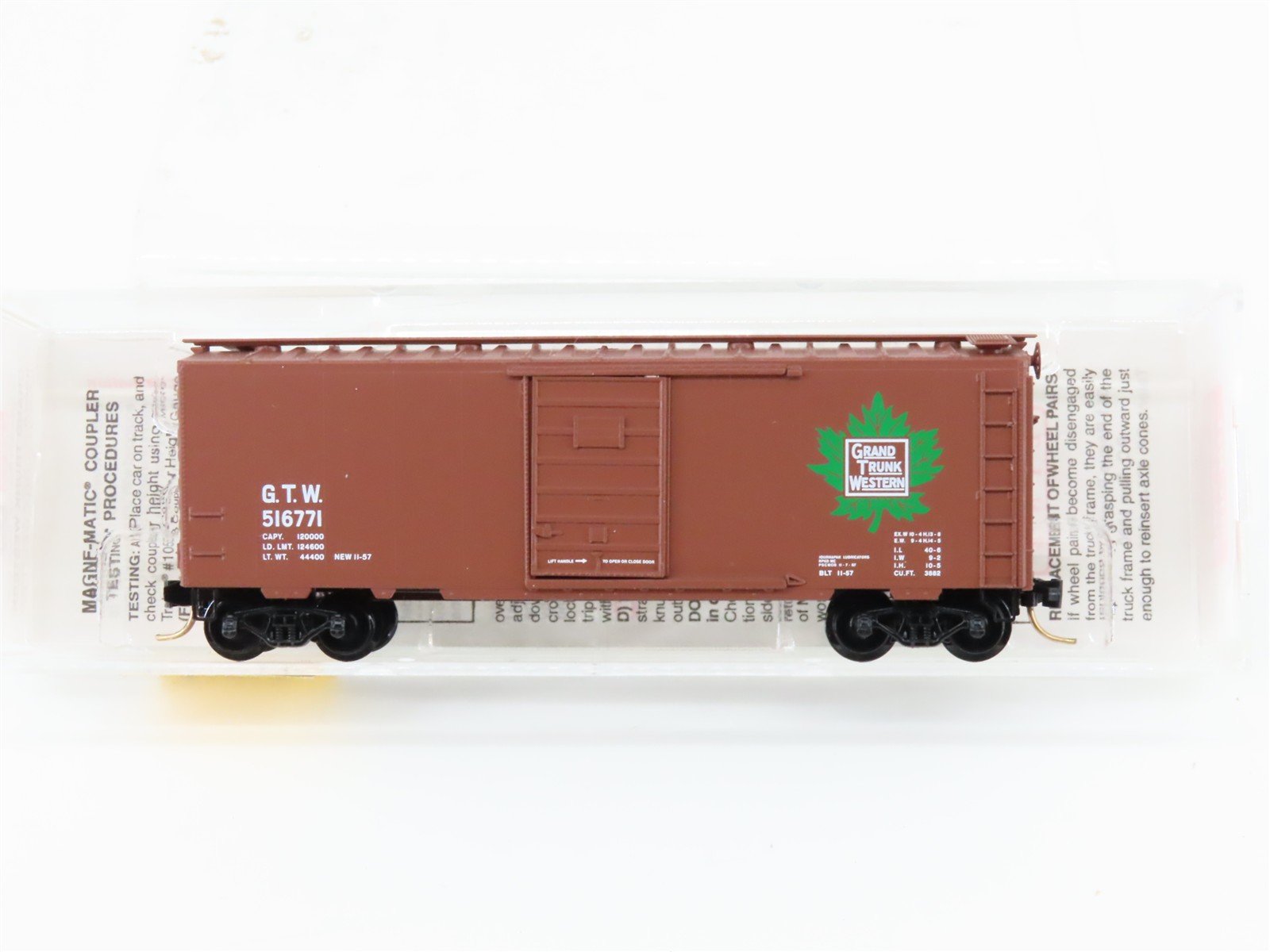 N Scale Micro-Trains 20010 GTW Grand Trunk Western 40' Box Car 516771 RTR