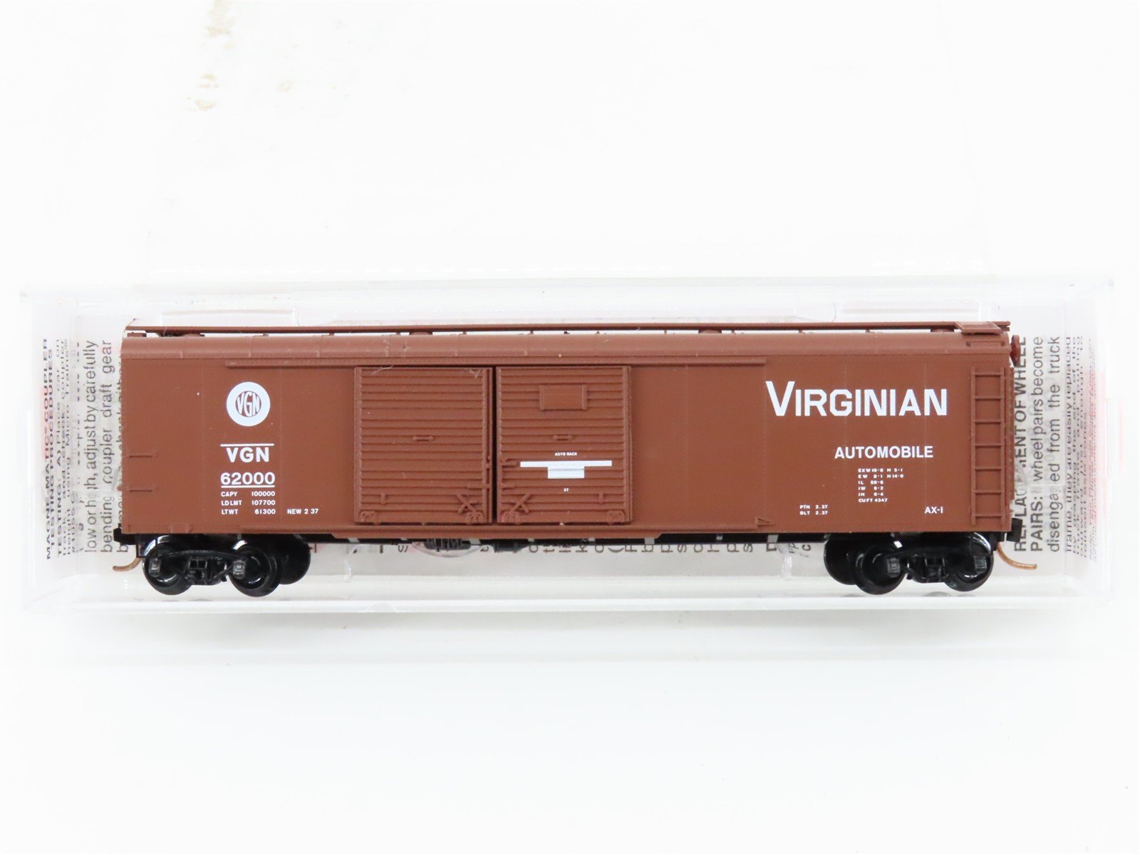 N Micro-Trains MTL 79050 VGN Virginian 50' Double Door Wagon Top Box Car 62000