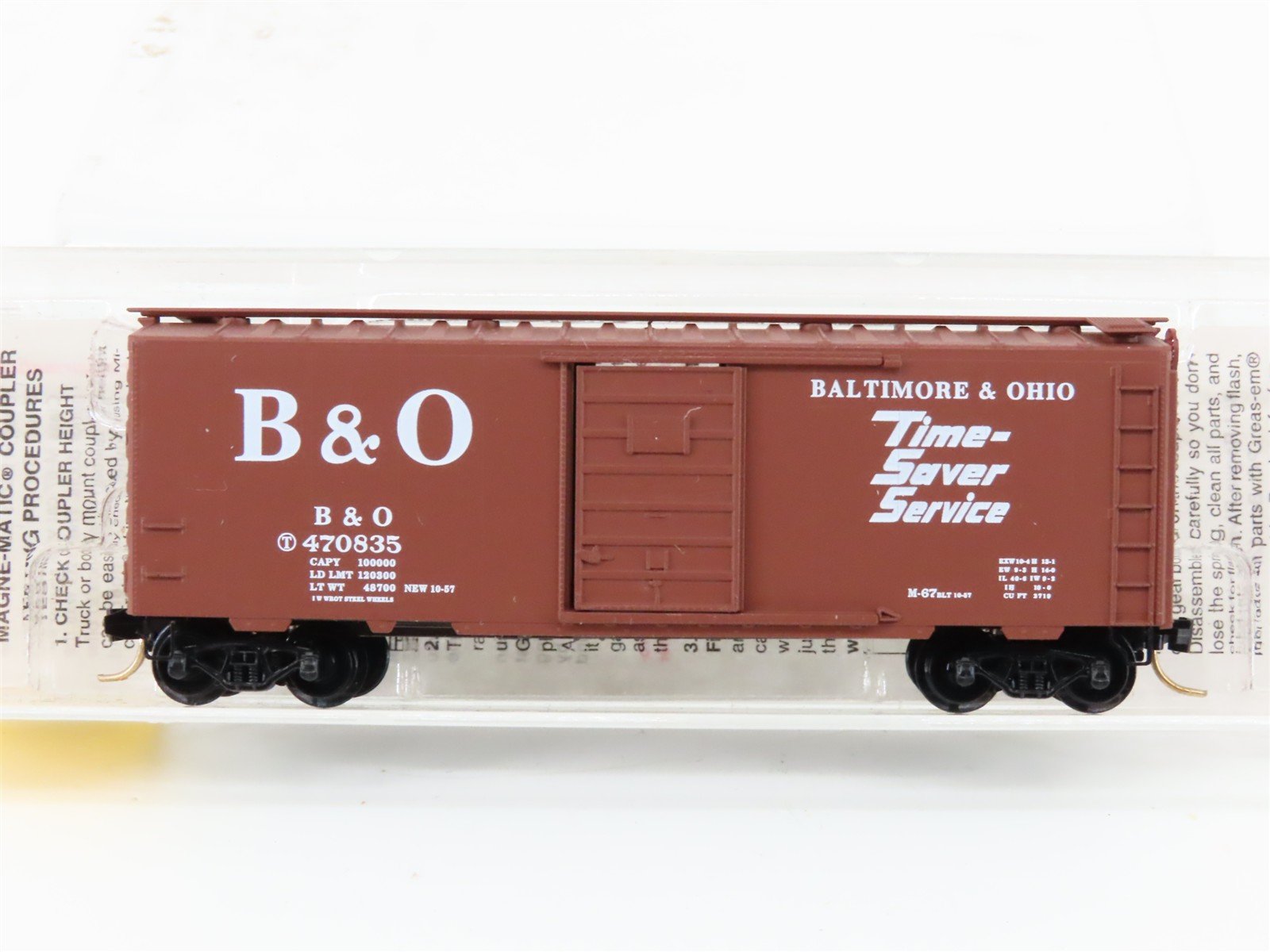 N Scale Micro-Trains 20346/3 B&O Baltimore & Ohio 40' Box Car 470835 RTR