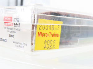 N Scale Micro-Trains 20346/3 B&O Baltimore & Ohio 40' Box Car 470835 RTR