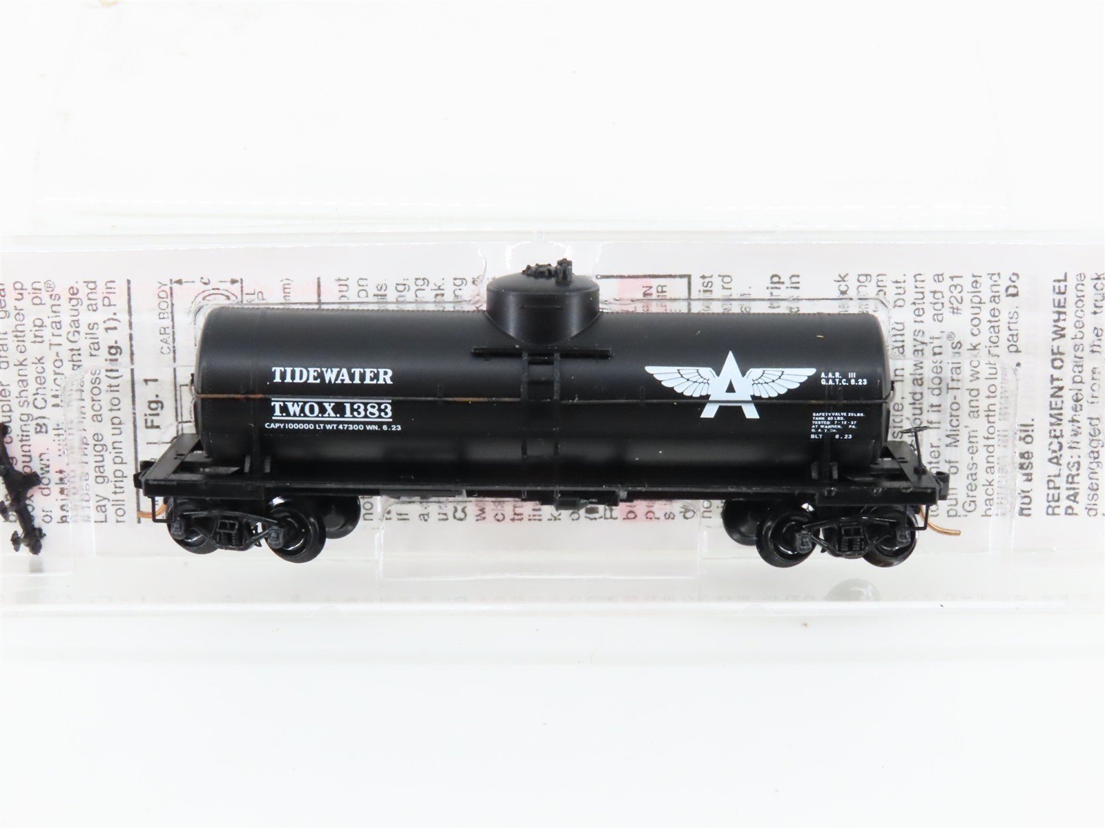 N Scale Micro-Trains MTL 65480 TWOX Tidewater Oil 39' Single Dome Tank Car #1383