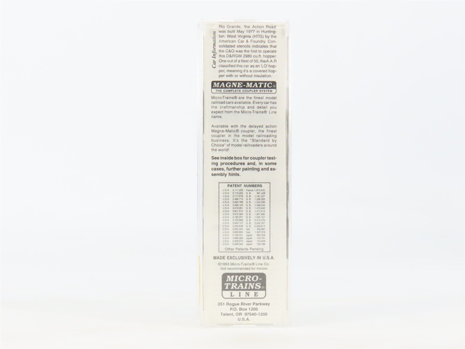 N Scale Micro-Trains 92020 D&RGW Rio Grande 2-Bay Covered Hopper 10099 RTR