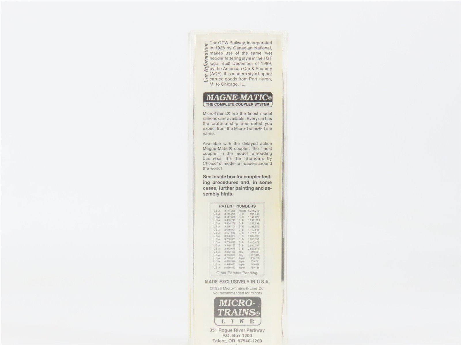 N Scale Micro-Trains 92010 GTW Grand Trunk Western 2-Bay Covered Hopper RTR