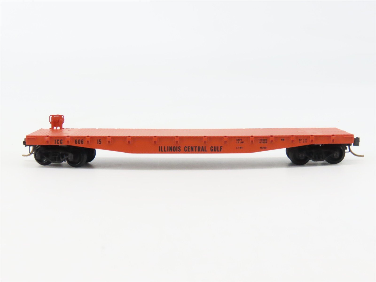 N Scale Micro-Trains 45010 ICG Illinois Central Gulf 50' Fishbelly Flat Car RTR