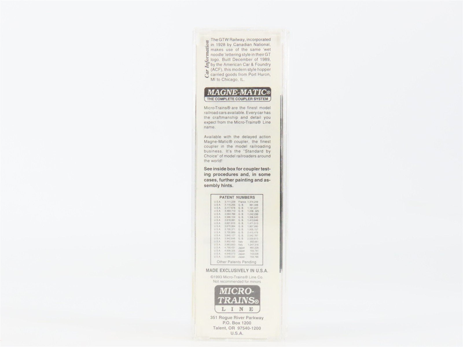 N Scale Micro-Trains 92010 GTW Grand Trunk Western 2-Bay Covered Hopper RTR