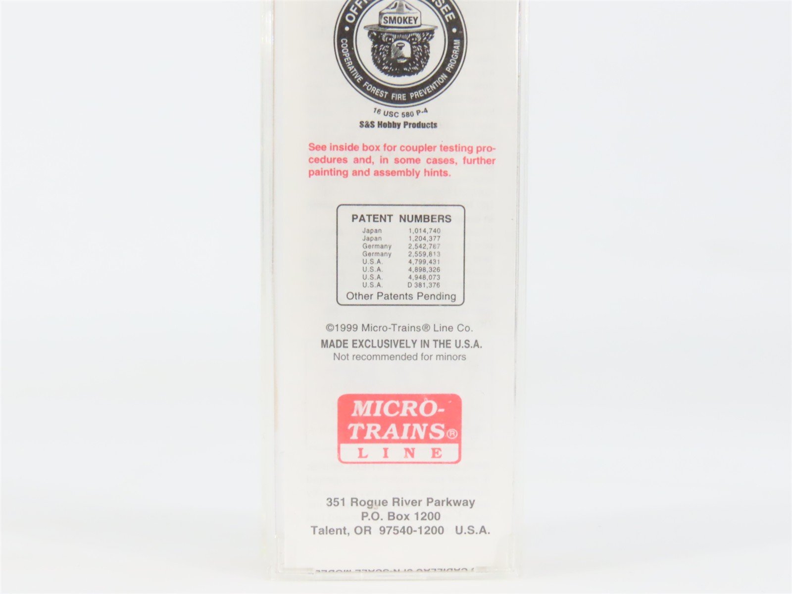 N Scale Micro-Trains 21260 SBX Smokey Bear 40' Box Car 1999 RTR