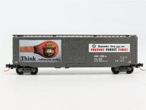 N Scale Micro-Trains 03200405 SBX Smokey Bear 50' Plug Door Box Car 1983 A RTR