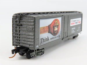 N Scale Micro-Trains 03200405 SBX Smokey Bear 50' Plug Door Box Car 1983 A RTR
