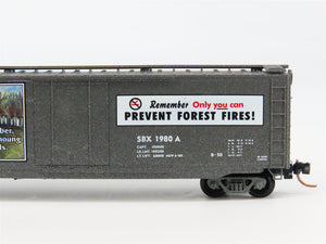 N Scale Micro-Trains 03200404 SBX Smokey Bear 50' Plug Door Box Car 1980 A RTR