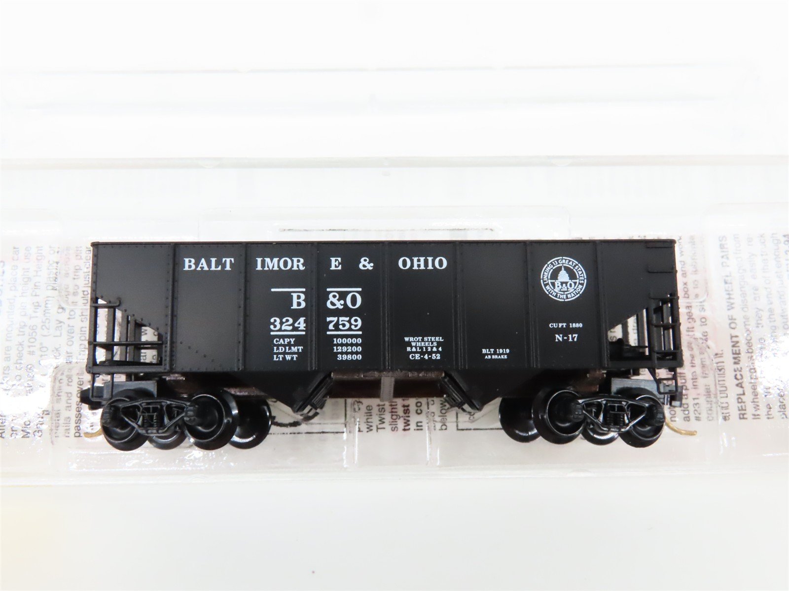 N Scale Micro-Trains 56310 B&O Baltimore & Ohio 33' 2-Bay Hopper 324759 RTR