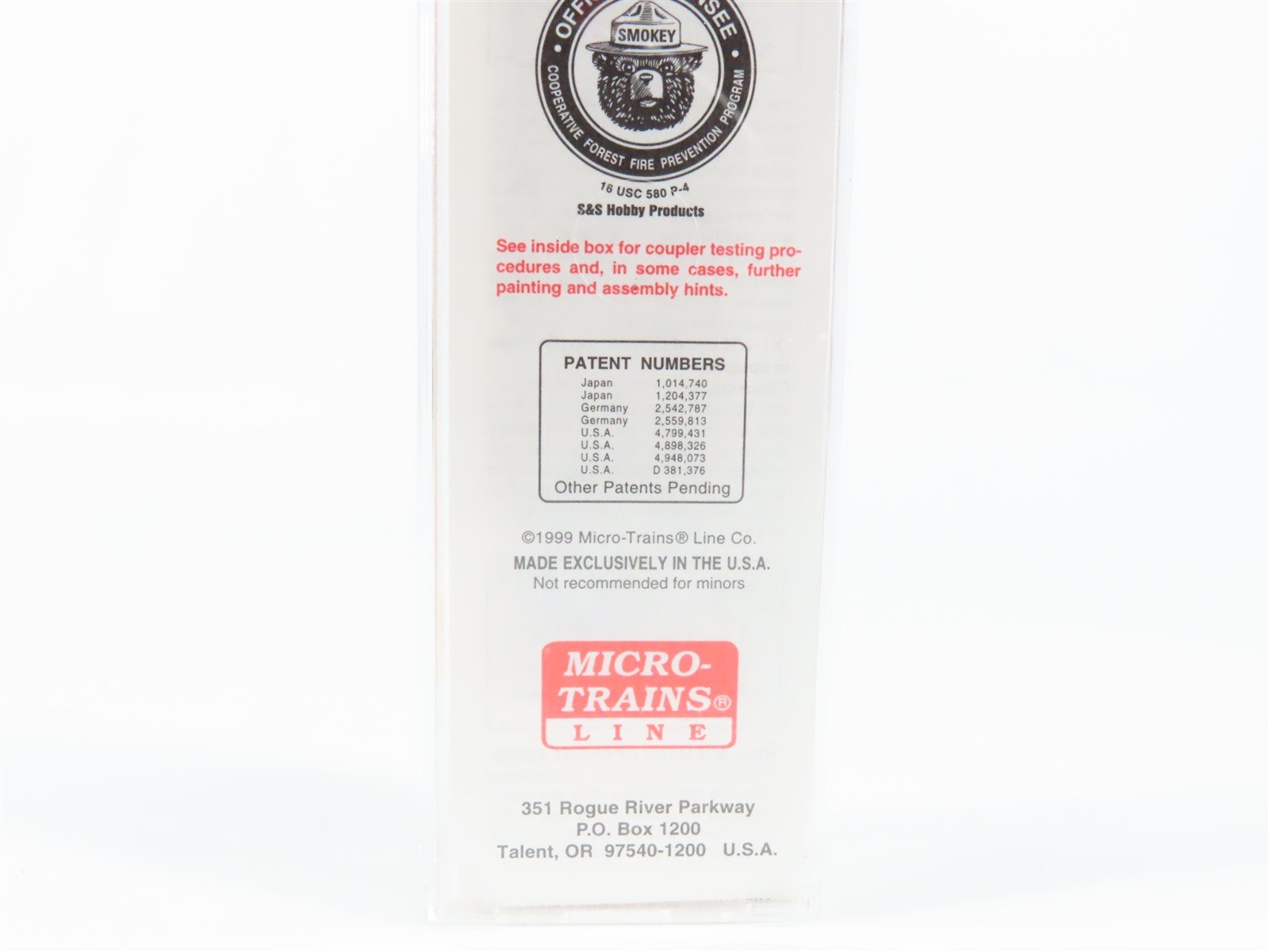 N Scale Micro-Trains 21260 SBX Smokey Bear 40' Plug Door Box Car 1999 RTR