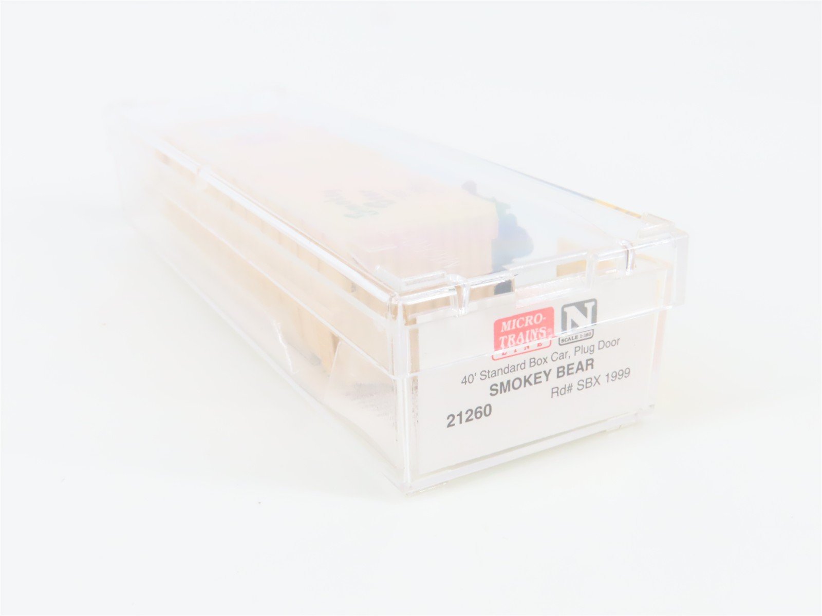 N Scale Micro-Trains 21260 SBX Smokey Bear 40' Plug Door Box Car 1999 RTR