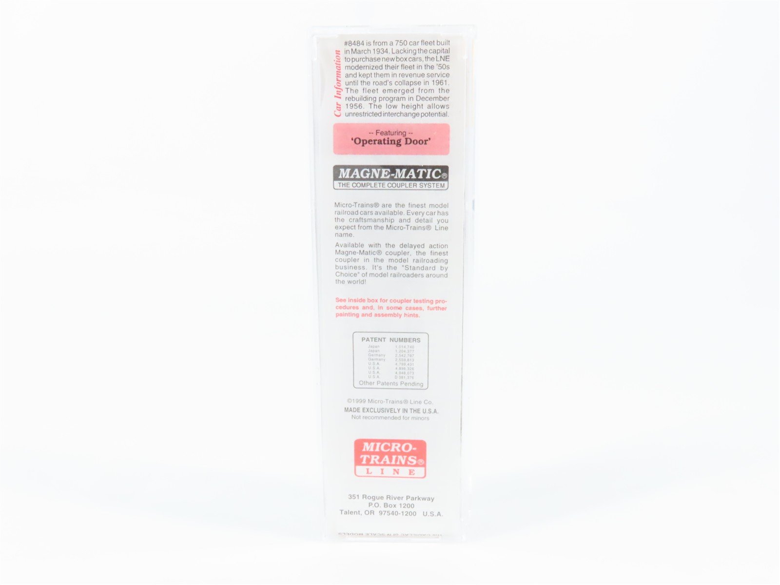 N Scale Micro-Trains 120030 LNE Lehigh and New England 40' Box Car 8484 RTR