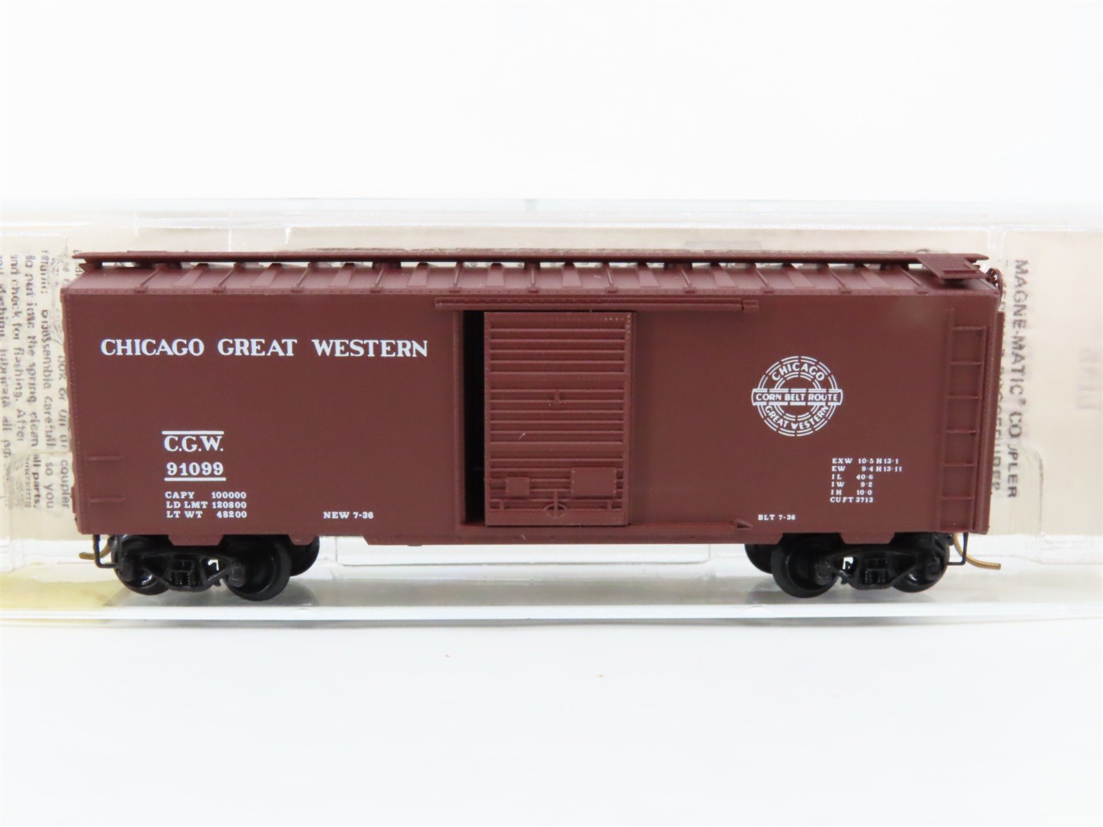 N Scale Micro-Trains 20950 CGW Chicago Great Western 40' Box Car 91099 RTR