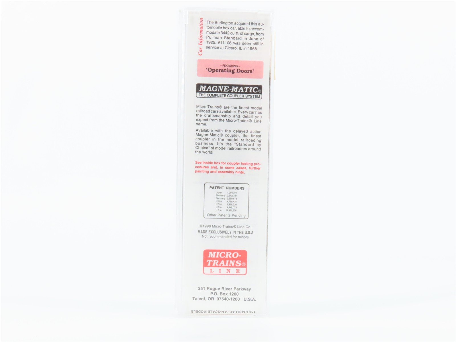 N Scale Micro-Trains 29060 CB&Q Chicago, Burlington & Quincy 40' Box Car RTR