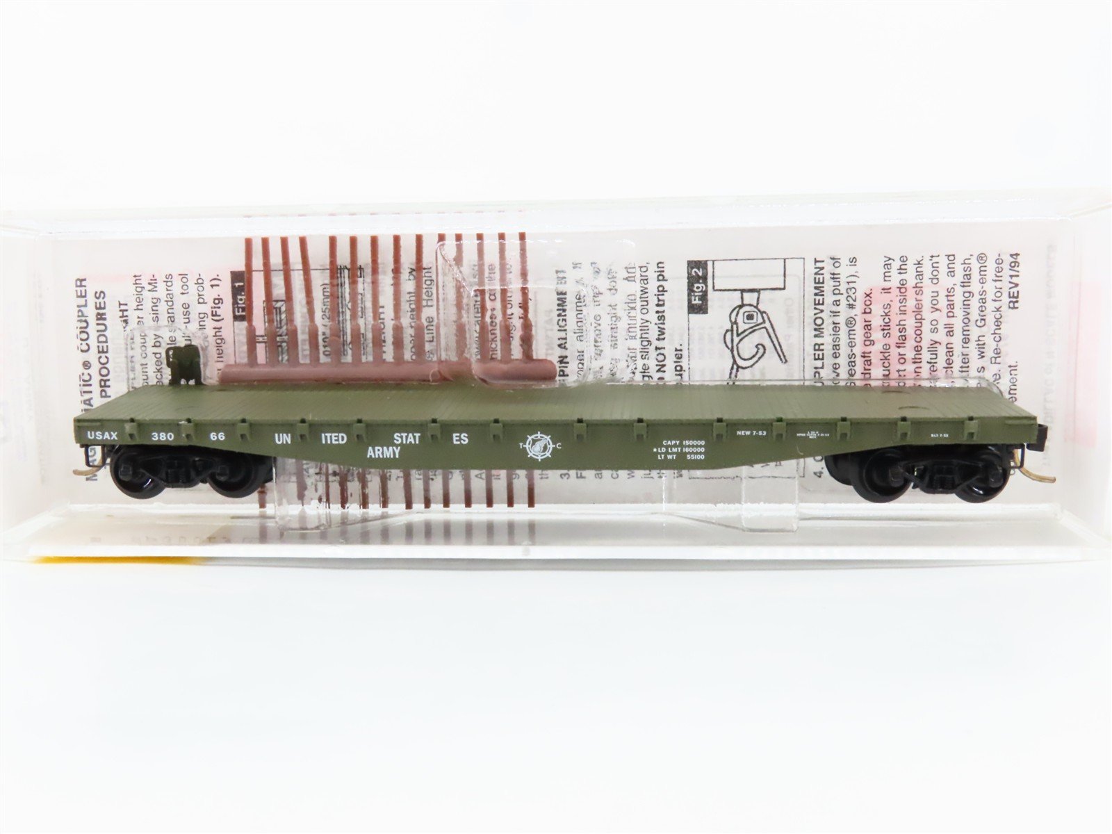 N Scale Micro-Trains 45180 USAX U.S. Army 50' Flat Car 38066 RTR