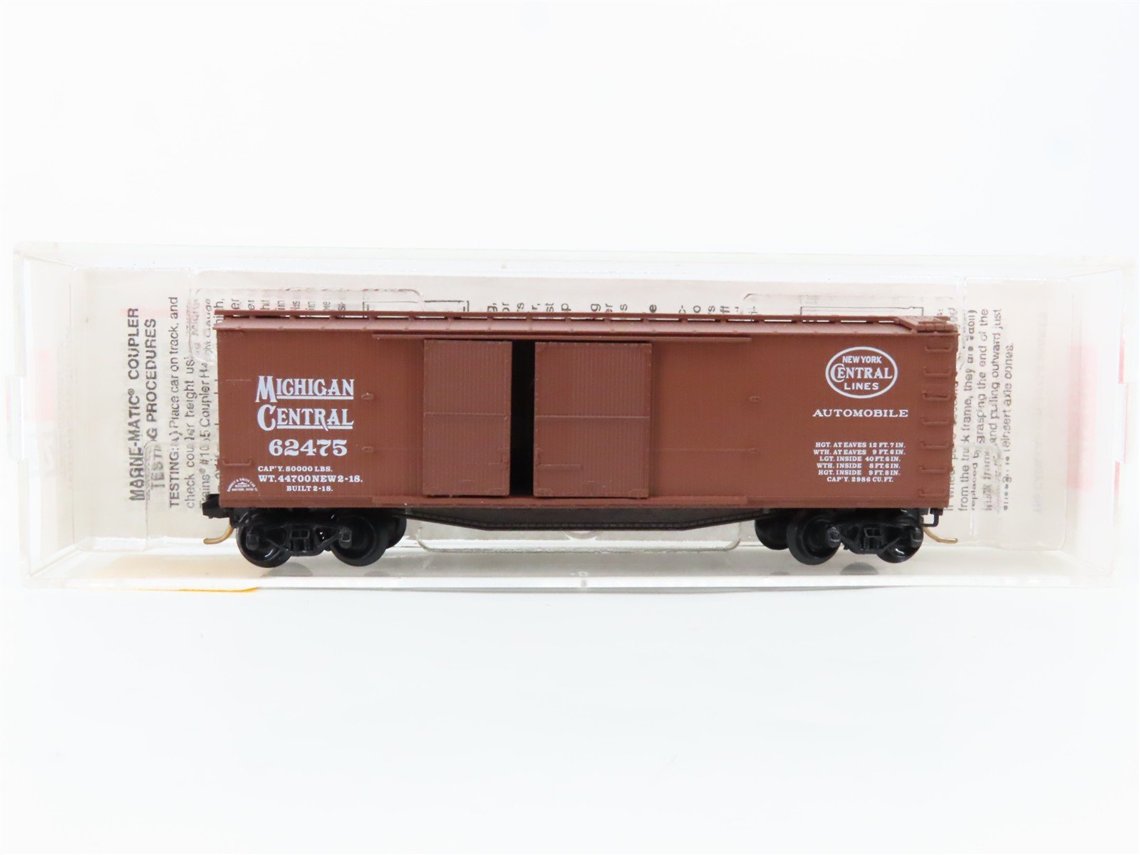N Scale Micro-Trains 43060 MC Michigan Central 40' Box Car 62475 RTR