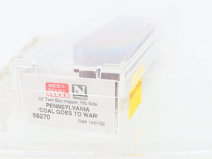 N Scale Micro-Trains 56270 PRR Pennsylvania 33' 2-Bay Hopper 140162 RTR