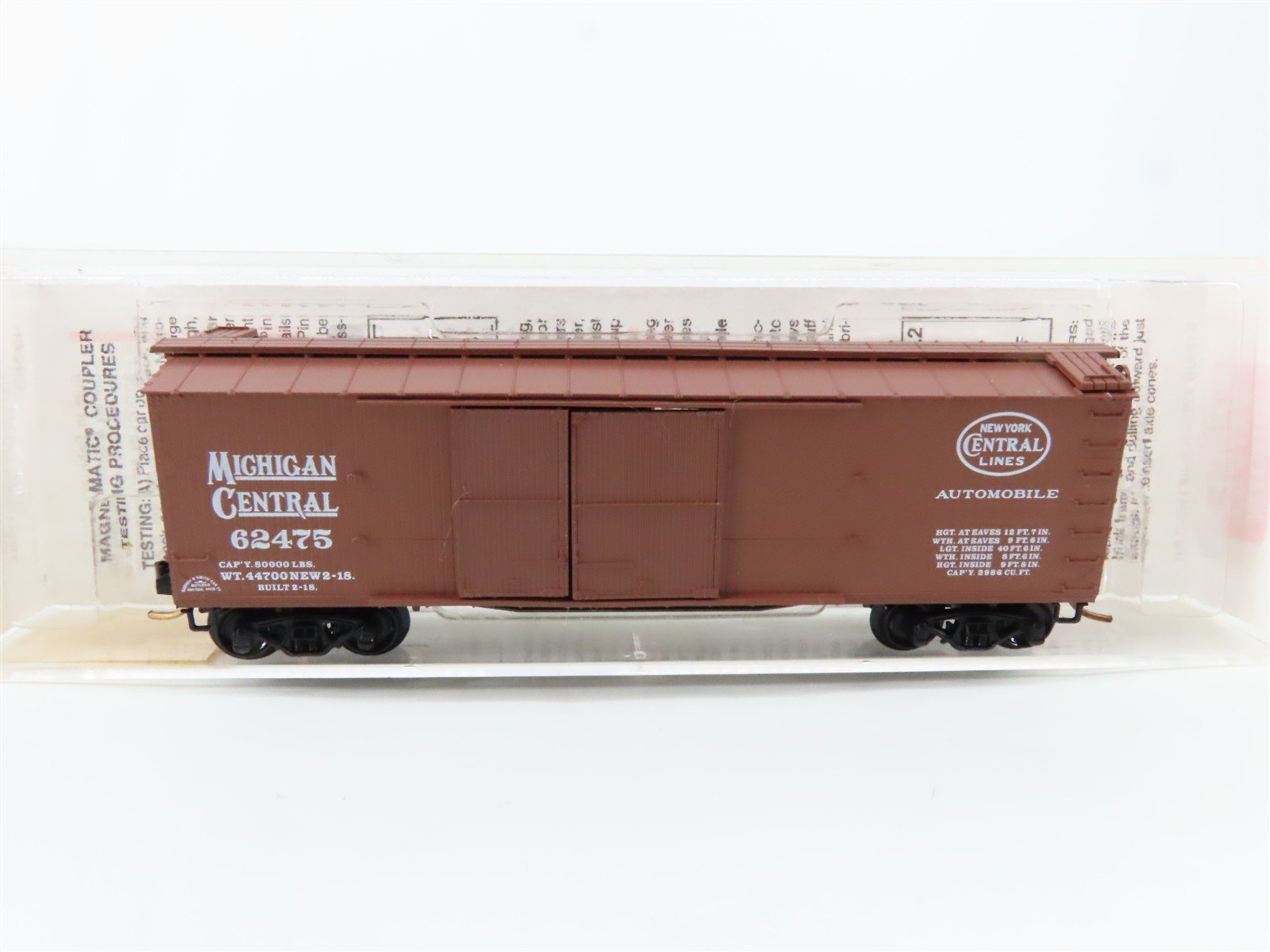 N Scale Micro-Trains 43060 MC Michigan Central 40' Box Car 62475 RTR