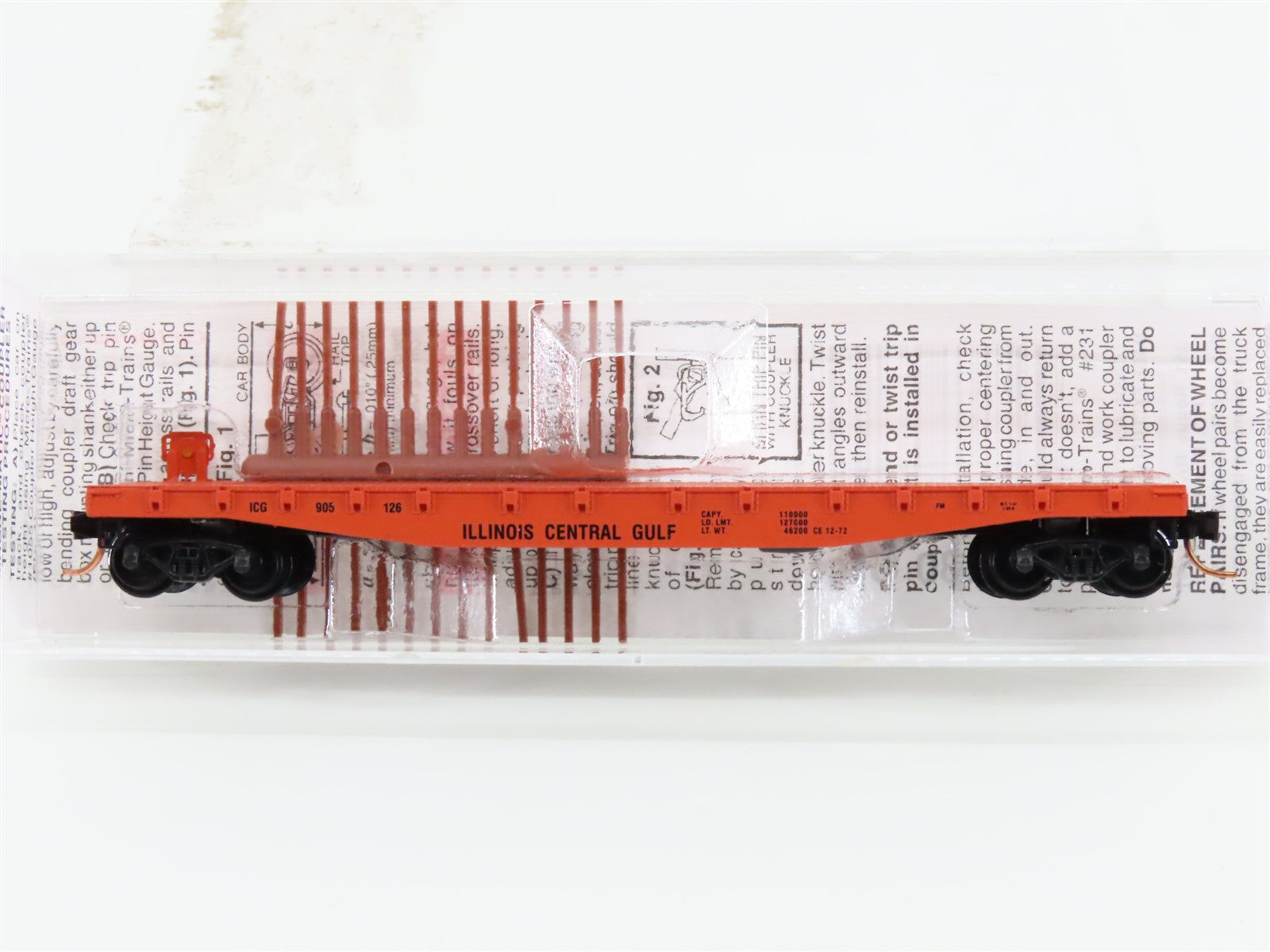 N Scale Micro-Trains 45010 ICG Illinois Central Gulf 50' Flat Car 905126 RTR