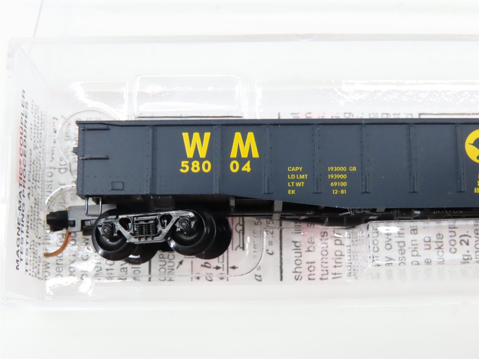 N Scale Micro-Trains 105070 WM Western Maryland 50' Gondola 58004 RTR