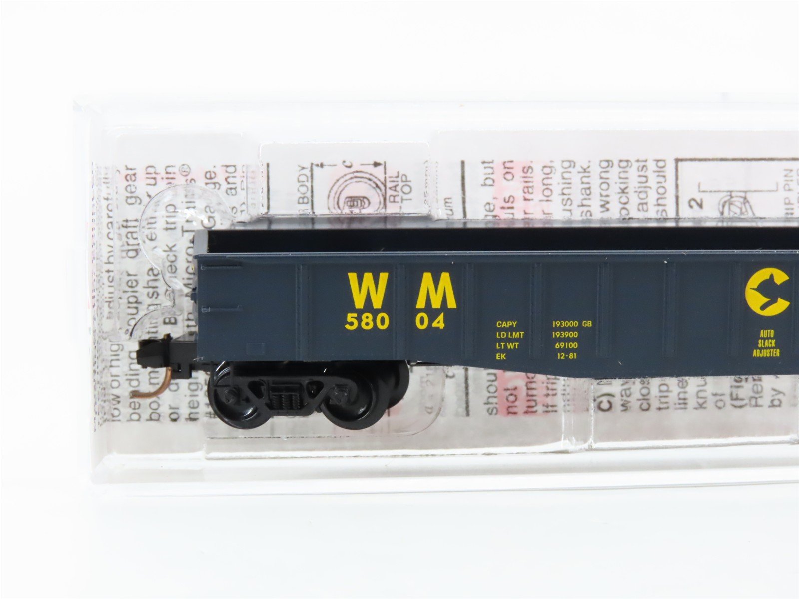 N Scale Micro-Trains 105070 WM Western Maryland 50' Gondola 58004 RTR