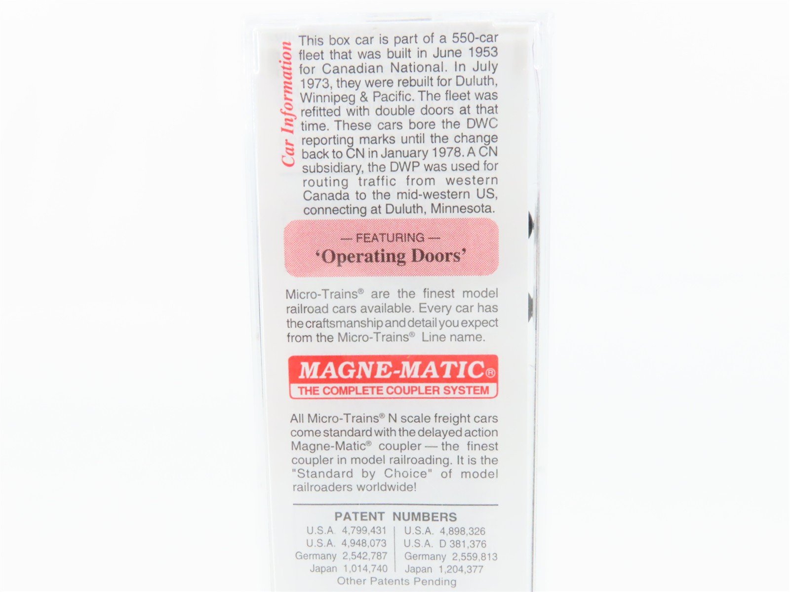 N Scale Micro-Trains 23260 DWC Duluth, Winnipeg & Pacific 40' Box Car 582225 RTR