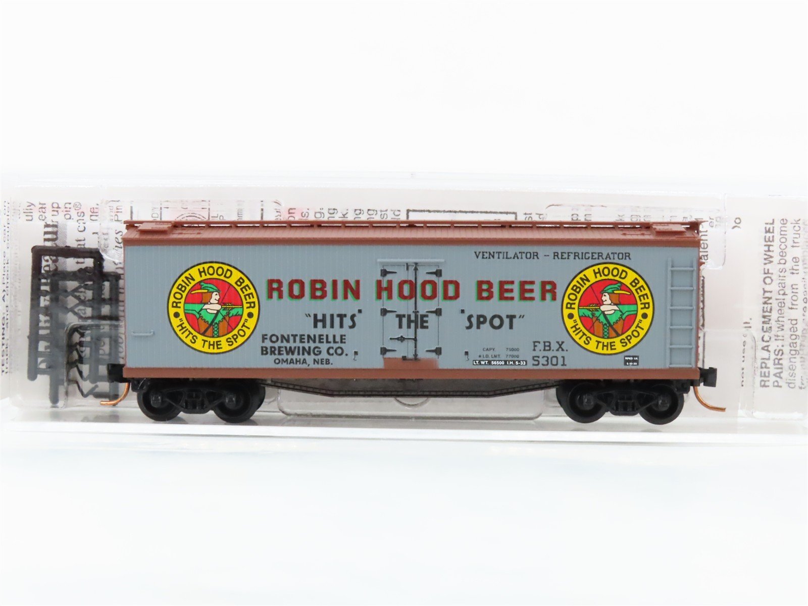 N Scale Micro-Trains 49450 FBX Robin Hood Beer 40' Wood Reefer 5301 RTR