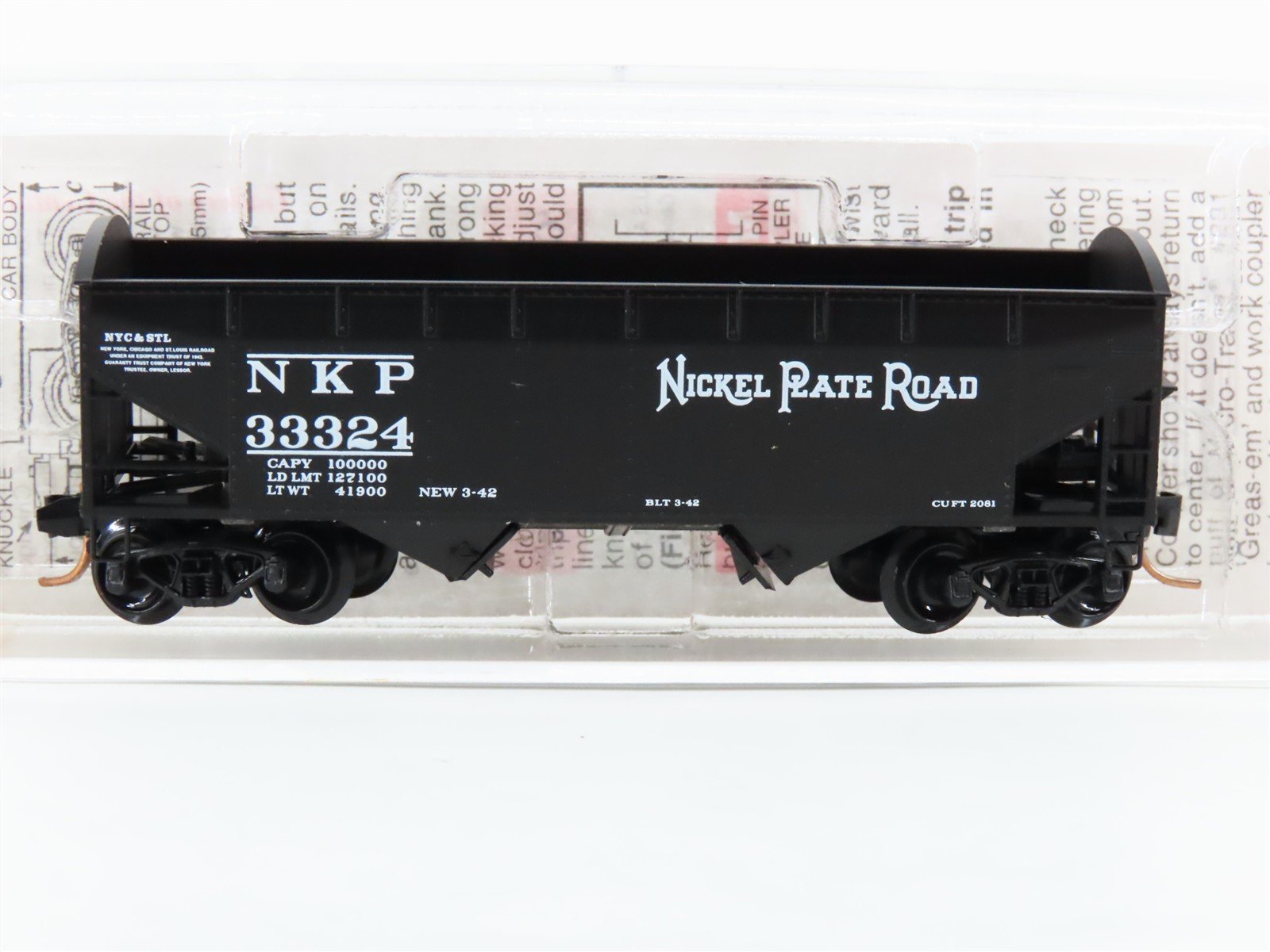 N Scale Micro-Trains 87020 NKP Nickel Plate Road 33' 2-Bay Hopper 33324 RTR