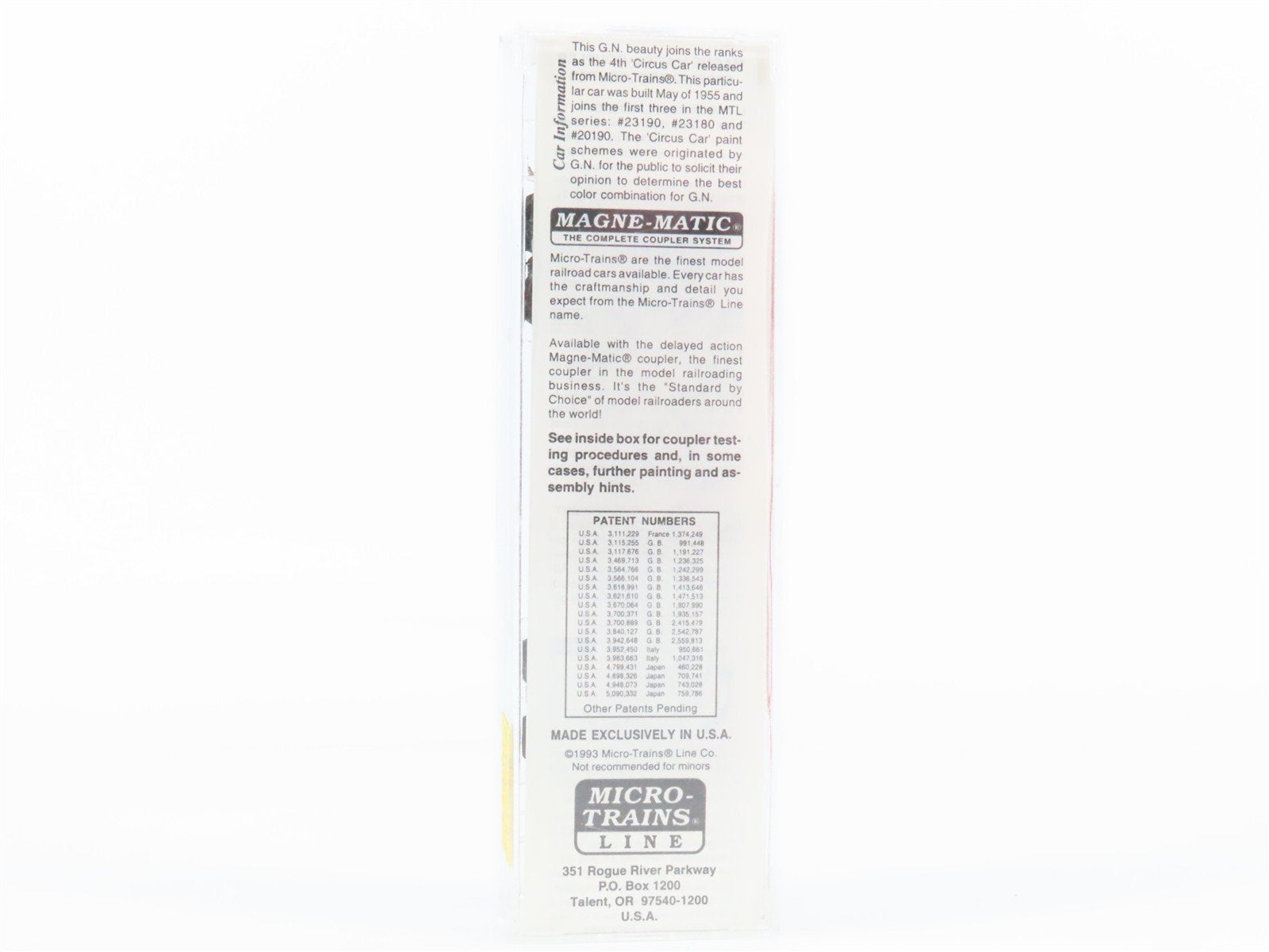 N Scale Micro-Trains 23200 GN Great Northern 40' Box Car 3249 RTR