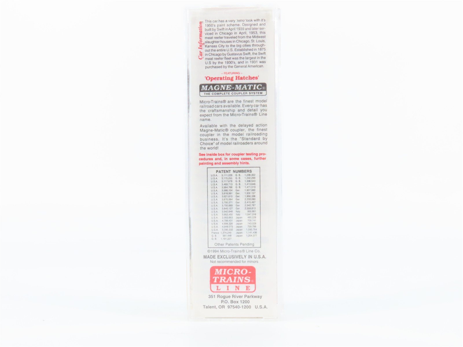N Scale Micro-Trains 49400 SRLX Swift Refrigerator Line 40' Reefer 5199 RTR