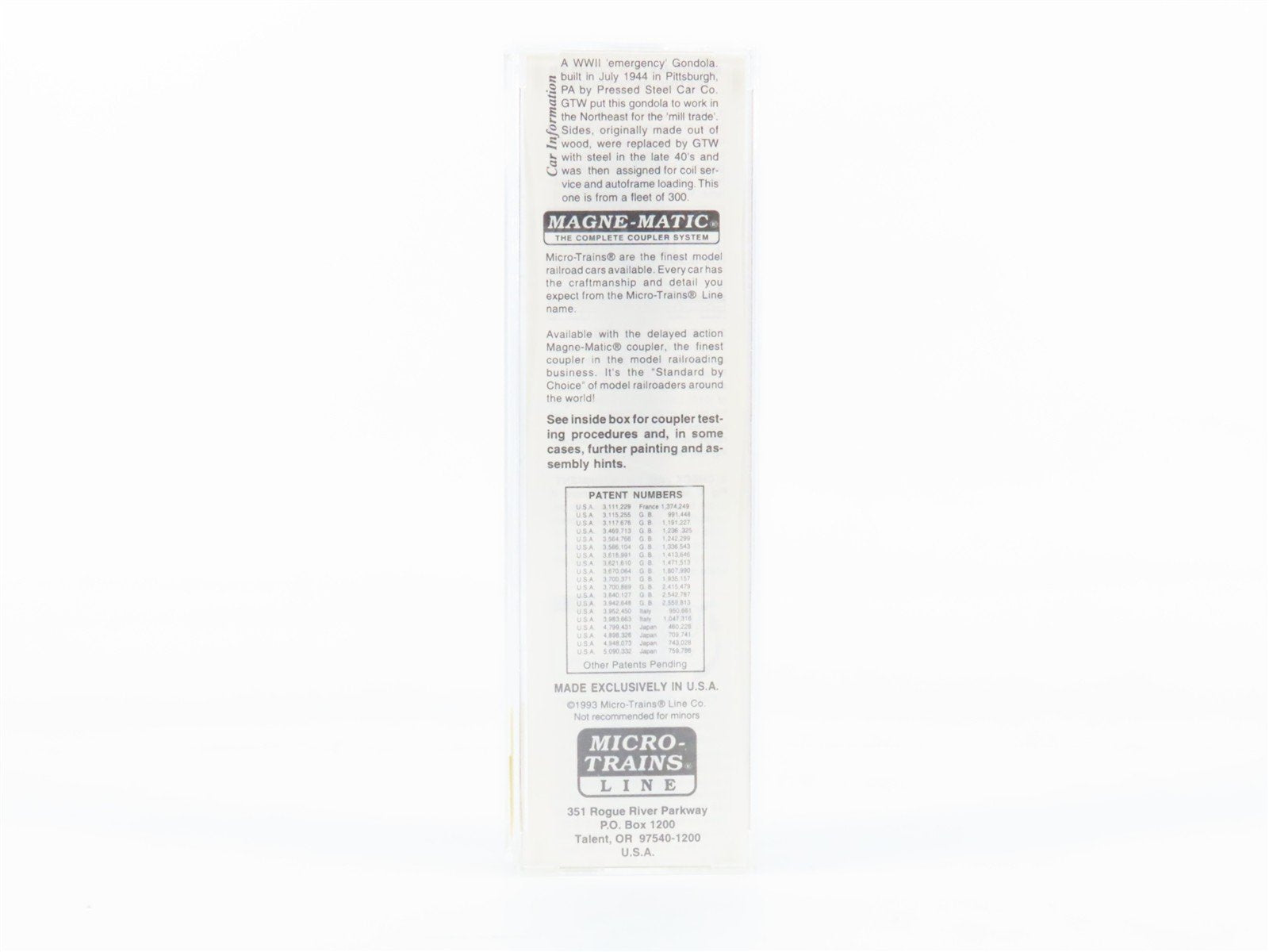 N Scale Micro-Trains 63010 GTW Grand Trunk Western 50' Composite Gondola RTR
