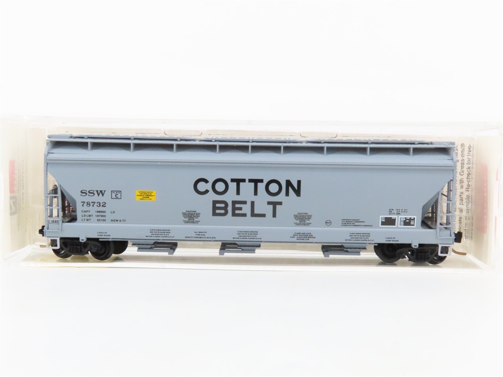 N Scale Micro-Trains 94010 SSW Cotton Belt 3-Bay Covered Hopper 78732 RTR